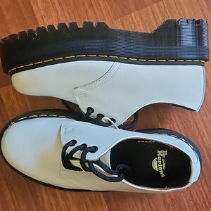 Dr Martens 1461 Quad Platform Shoes White Smooth Leather  Unisex: W6, M5 EU37